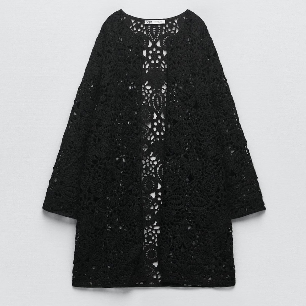 Zara crochet cover up macramé knit jacket